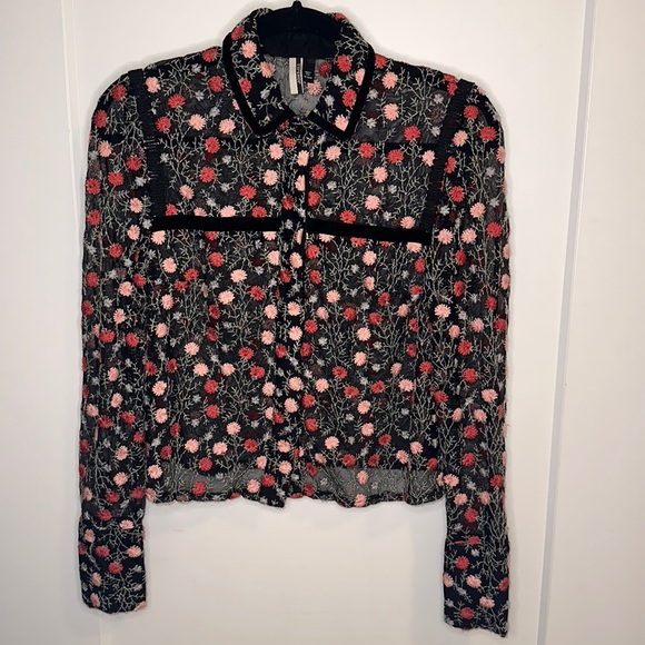 Topshop Tops - Floral embroidered top